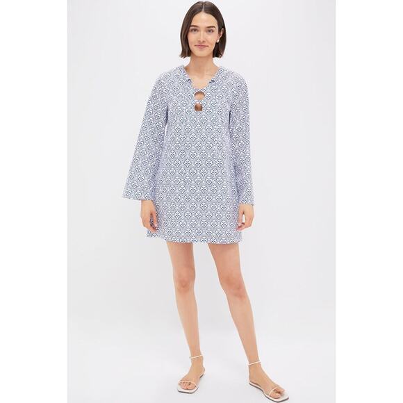 HYACINTH HOUSE Blue Quatrefoil Blake Mini Dress Size L NWT - Picture 4 of 8